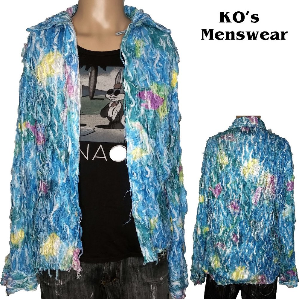 NWT KO's Shaggy Button Front Micropoly Shirt